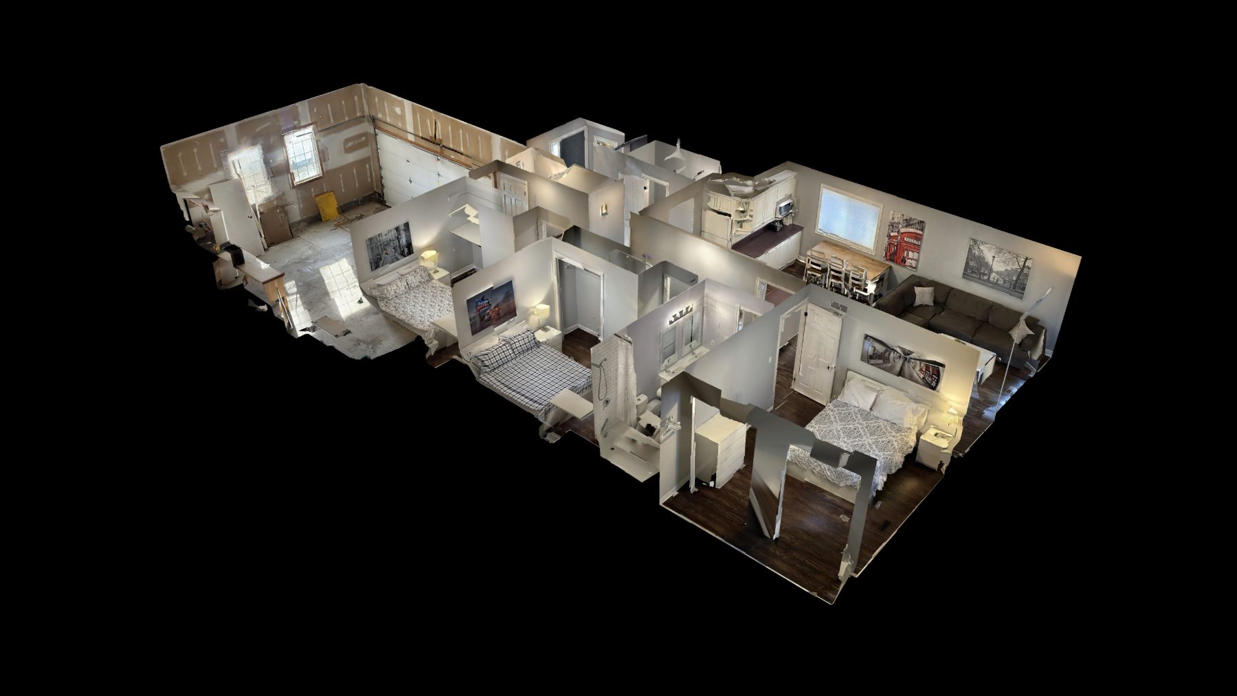 Interior 3D scan point cloud of a facility used for a virtual walkthrough